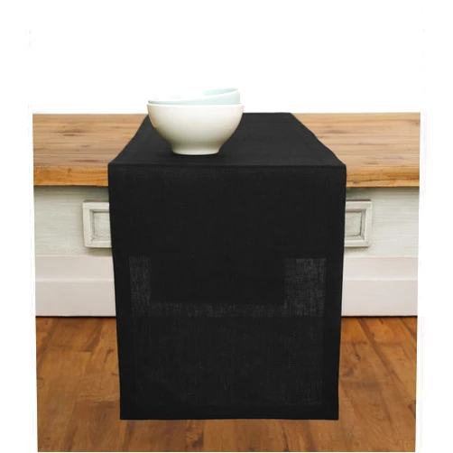 Solino Home Linen Table Runner 54 Inches Long – 100% Pure Linen Black Table Runner 14 x 54 Inch – Machine Washable Dining Fall, Halloween, Thanksgiving Table Runner – Fete