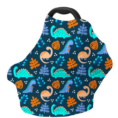 Dudeeghes Car Seat Covers for Babies - Multi-use Carseat Canopy Cover Breastfeeding Covers, Stroller Canopy Cover (Navy Dinosaur)