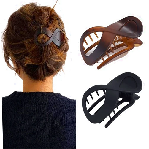 Brinie French Concord Hair Clip Acrylic Hair Claw Clips Thick Hair Flat Hair Clips Grip Hair Banana Barrettes for Styling Hair Accessories for Women and Girls (Pack of 2)