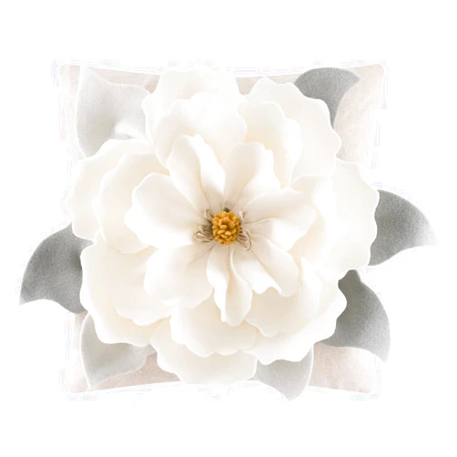 JWH Flower Throw Pillow Cover Decorative 3D Floral Accent Pillow Case Stereo Cushion Handmade Pillowcase for Car Bedroom Bed Couch 18x18 Inch Ivory White