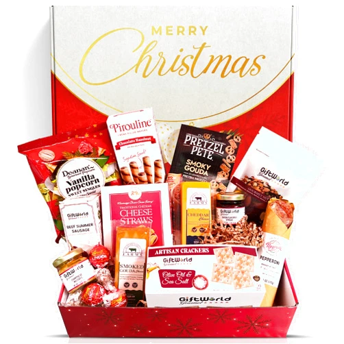 GiftWorld Ultimate Christmas Meat and Cheese Gift Baskets For Men and Women Meat, Cheese and Crackers Assortment Food Gift Basket Christmas Food Gifts in Christmas Gift Box - Perfect Holiday Food Gift for Family, Friends, Corporate Gifts, and Christmas Celebrations