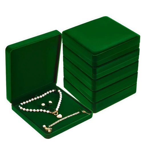 Yinkin 6 Pcs Velvet Jewelry Set Box Jewelry Gift Boxes Earring Ring Bracelet Necklace Gift Box Empty Jewelry Boxes Jewelry Storage Case Jewelry Storage Holder for Wedding Travel (Green)