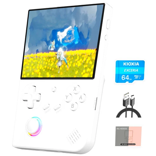 Doriteney RG40XX V Linux OS Portable Game Console 64GB Storage 4.0-inch IPS Display H700 Quad-Core Bluetooth 4.2 3200mAh Battery 16M RGB Lighting(White)