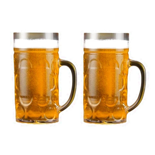 Komost 38oz Large Acrylic Beer Mugs with Handles – Set of 2, Freezer-Safe Drinking Cups, Ideal for Beverages & Beer Stein Collection