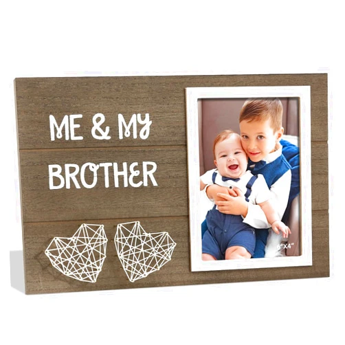 Homeny Me & My Brother Picture Frame, Baby Brother Wood Frame with Heart, Little or Big Brother or Sister Gift for Older Siblings, Baby Keepsake Photo Frame, New Baby Shower, Baptism Gifts