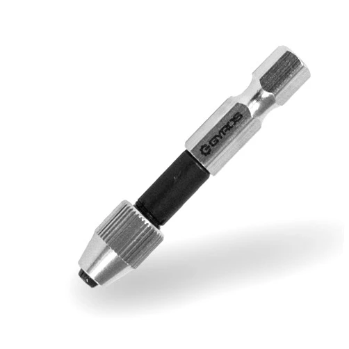 GYROS Keyless Mini Adapter Chuck, ¼ Inch Hex Shank, Small Drill Bit Adapter Chuck sized 0 to 0.039 Inch for Micro Drill Bits #60-#80, Micro Drill Chuck for Cordless Screwdrivers, Dremel, & Power Tools
