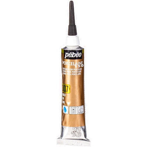 Pebeo Porcelain 150 Waterbased Acrylic Paint for Ceramics, Outliner, NO.07 Gold