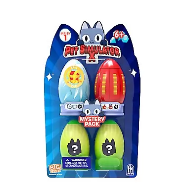 PET Simulator X - Mystery Pet Minifigures 4-Pack (Four Mystery Eggs & Pet Figures, Series 1) [Includes DLC] Pet Simulator X Mystery Pets 4PK
