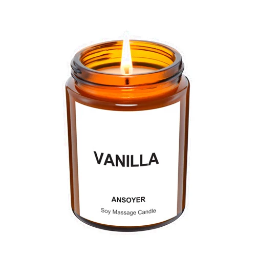 ANSOYER Massage Oil Candle, Romantic Gift SPA Use Home Scented Candle Body Oil, Ultra Hydrating Body Care with Soybean Oil, 4.5oz (Vanilla)