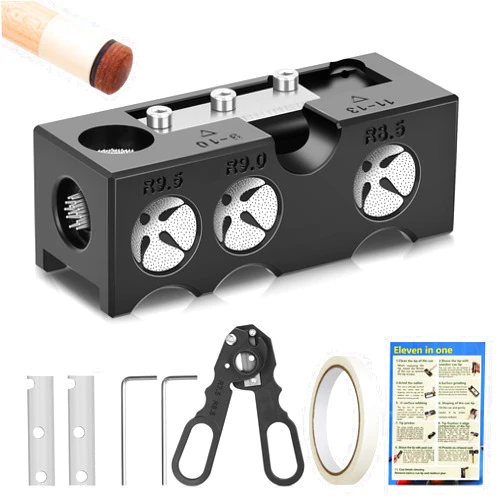 WIILGN 10-in-1 Billiards Pool Cue Tip Shaper, Pool Cue Tips Replacement Kit, Pool Cue Shaper, Pool Cue Tip Tool, Pool Cue Tips Repair Tool for Replacement and Shaping Cue Tips