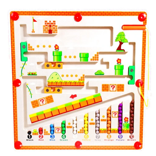 MTTIERY Montessori Toys for Toddlers 3+ Wooden Puzzle Activity Board Wooden Color Matching Learn to Count Magnetic Color and Number Maze Gift Ideas Toys (Mushroom House)