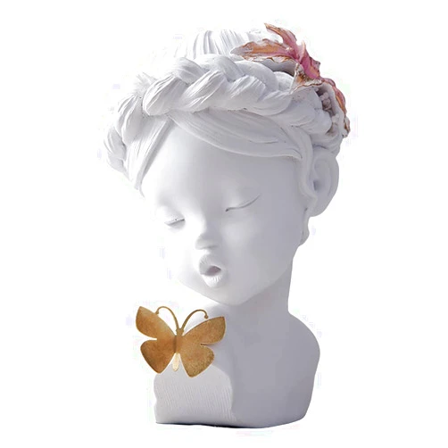 ZTHOME Lovely Kissing Butterfly Angel Resin Collectible Sculpture Figurine Statue for Home Living Rooms Office Desktop Bookshelf Decor - White