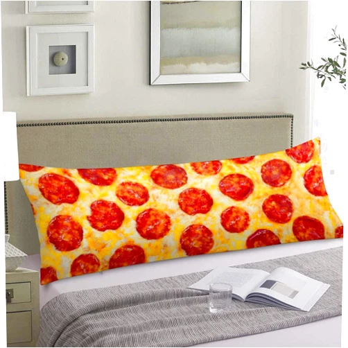 AIMSTONG Pepperoni Pizza Body Pillow Cover Funny Food Sausage Cheese Novelty Realistic Long Case Protector with Zipper Decorative Rectangle Soft Large Cases Covers for Bedding,Couch,Sofa 20''x54''