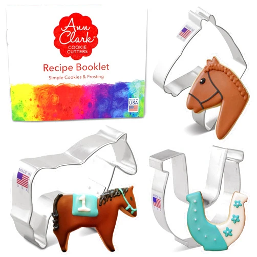 Ann Clark Cookie Cutters Horse Cookie Cutters 3-Pc. Set Made in the USA by Ann Clark, Horse, Horse Head, Horseshoe