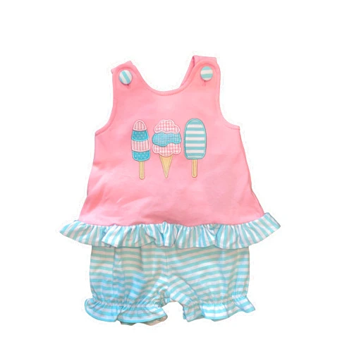 KRISTIN LYNN KIDS Baby Girl Ice Cream Bloomer Set – Luxury Comfort, 100% Cotton, Boutique Quality - Girls Summer Outfit