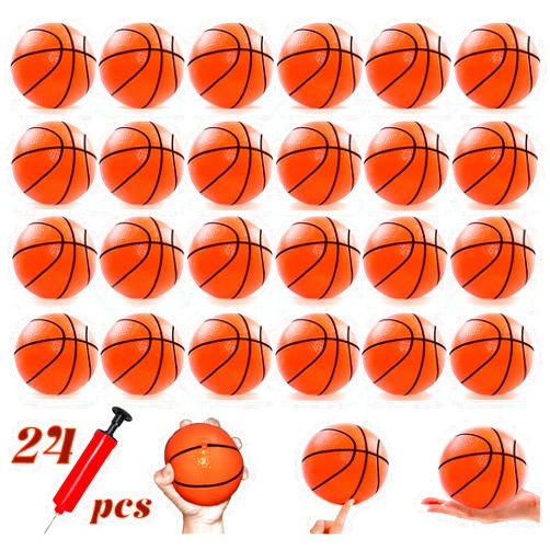 Hymaz 24 Pack 4 inch Mini Basketball Ball, small basketball with Pump for kids,Toddlers Great Gifts, Inflatable Toys Rubber ball for Basketballs Hoop, for Indoors Outdoors Pool Party Theme Favors game