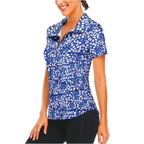 Zamowoty Women's Short Sleeve Golf Shirts 1/4 Zip Up Loose Yoga Running Workout Tops