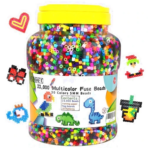 INSCRAFT 23,000 pcs Fuse Beads Kit for Kids Crafts, 30 Colors Iron Beads Set with 3 Pegboards, 5 Ironing Paper, 10 Patterns, Gifts for Birthday Christmas, Multicolor 5mm Melty Beads Bulk Refill Kit by Inscraft