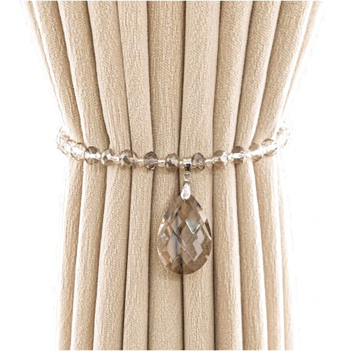 XBYZWM Handmade Magnetic Curtain Tieback,Crystal Curtain Buckle, Luxury Curtain Holdbacks,Suitable for Bedroom, Living Room (Crystal Grey)