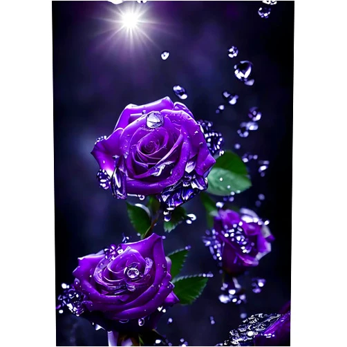 ULLiaN 5D Diamond Painting Kits for Adults, DIY Art Diamond Painting Pictures Set Purple Rose Cross Embroidery Painting for Valentine's Day Home Wall Decor Gifts 12 X 16inch
