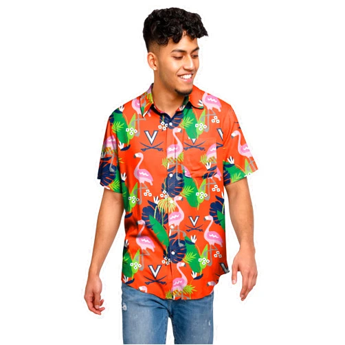 FOCO Virginia Cavaliers NCAA Mens Floral Button Up Shirt - XL Team Color