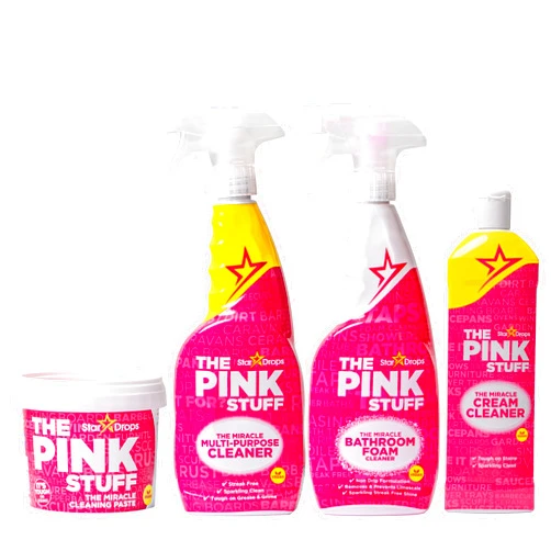 Stardrops - The Pink Stuff - Miracle Cleaning Ultimate Bundle – Paste, Multi-Purpose Spray, Bathroom Foam Spray, and Cream Cleaner – Ideal for Kitchens, Bathrooms, Outdoors, and More
