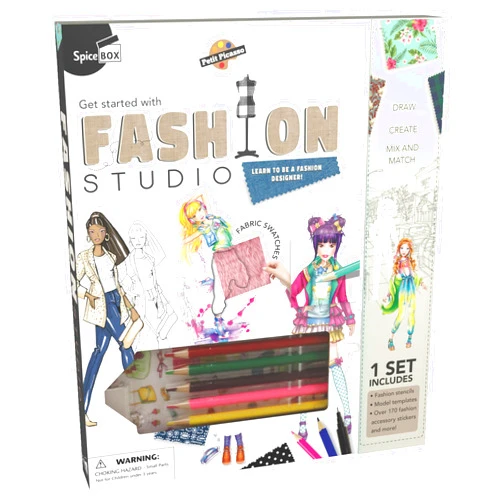 Petit Picasso Fashion Studio - Learn to Be A Fashion Designer Activity Kit, Sketching Supplies, Fashion Accessory Stickers & Stencils, Kids Ages 8+