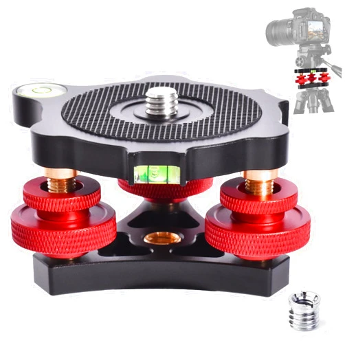 Yqlbgprj Tripod Leveling Base,Camera Head Leveler,3/8”Thread,+/-5°Precise Angle Adjustment,Aircraft-Grade Aluminum Alloy 3axis Tri Wheel Head,for Macro Panoramic Head,LP64，Gifts for Men