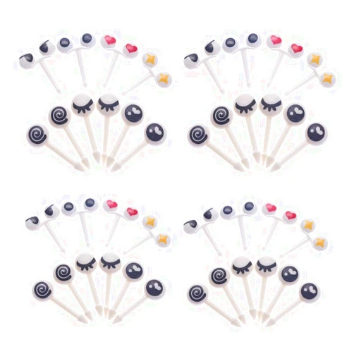 RAYNAG 40-Piece Kids Bento Box Food Picks Mini Cute Cartoon Plastic Fruit Toothpicks, Adorable Eye-style Lunchboxes Picks