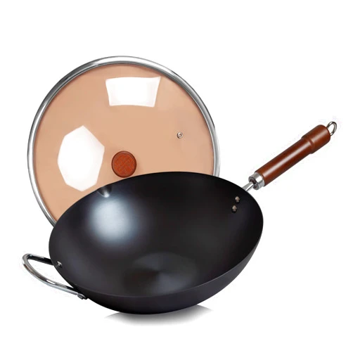 WANGYUANJI Carbon Steel Wok Pan, 13.4