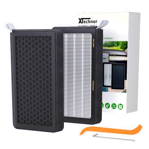 XTechnor HEPA Air Filter for Model Y Model 3 2016-2024, 2 Pack Cabin Air Filter with Activated Carbon