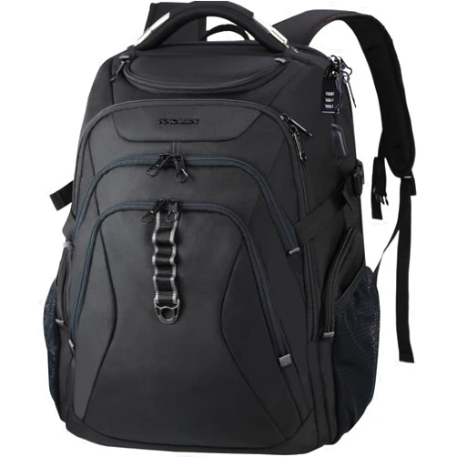 KROSER Travel Laptop Backpack 18.4 Inch XXXL Gaming Backpack with Hard Shell Saferoom RFID Pockets Water-Repellent Business College Daypack Stylish Laptop Bag for Men/Women-Black