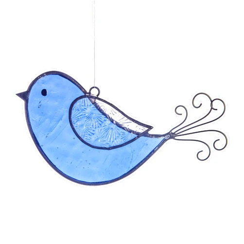 J Devlin Glass Art Blue Bird Ornament Sun Catcher Stained Glass Window Display ORN 310-2