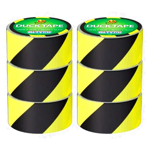 Duck Brand Duck Printed Duct Tape, 6-Roll, Black/Yellow Stripes (283972_C)