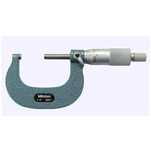 Mitutoyo 103-262 Outside Micrometer, Baked-enamel Finish, Ratchet Stop, 1-2