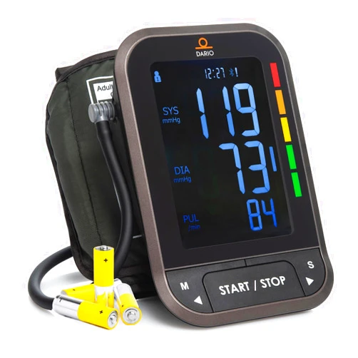 Dario Blood Pressure Monitor for Home Use Gen2 Automatic Machine, LCD Backlit Display, Large Adjustable Arm Cuff (8.75-16.5in) Smart Bluetooth App & Carry Case