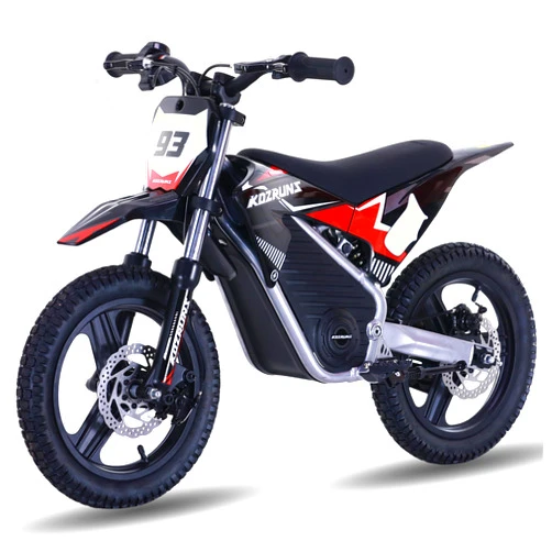 OLALA 36V Electric Dirt Bike for Kids Aged 5-10, Brushless 350W Racing Grade Electric Motorcycle, Up to 18.6MPH & 3 Speed Settings, Dual Disc Brakes, 14'' Off-Road Knobby Tires, Black