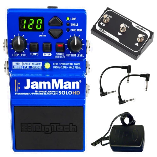 Briskdrop Digitech JamMan Solo HD Stereo Looper Pedal - Bundle with 2 Patch Cables and FS3x 3 Button Footswitch