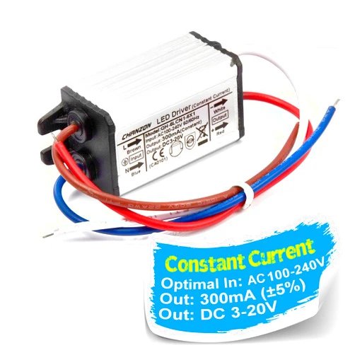 Chanzon LED Driver 300mA (Constant Current Output) 3V-20V (85-277V AC-DC) (1-6) x1W 1W 2W 3W 4W 5W 6W IP67 Waterproof High Power Supply 300 mA Lighting Transformer Drivers for COB Chips (Aluminium)