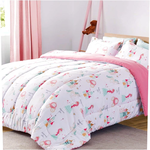 SLEEP ZONE Kids Bedding Twin Comforter Set - Super Soft & Cute Printed 2-Piece Comforter Set All Seasons for Boys, Girls, Fade Resistant, Machine Washable, Princess Castle