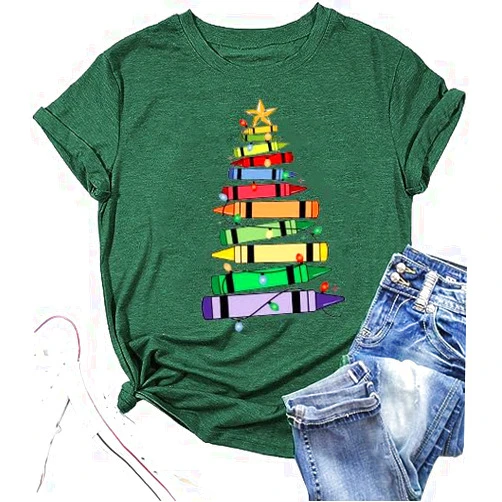 Weokwock Teacher Shirt ABC Alphabet Elemeno Women Letter Print Graphic Tee Tops Teachers Gift Student T-Shirt Blouse