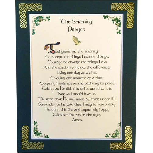 Peter Townsend's Irish Collection The Serenity Prayer (Full Version) - 8x10 with Green Matting