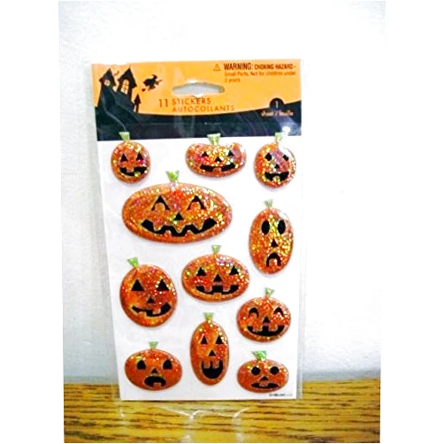 American Greetings Stickety Doo Da Halloween Epoxy Glittery Stickers - 11 Stickers Jack-o-Lanterns Pumpkins