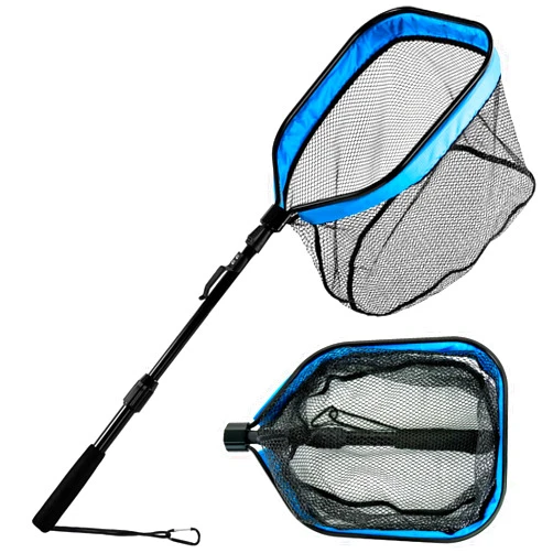 LLCJYYCY Floating Fishing Net for Steelhead, Salmon, Fly, Kayak, Bass,Trout Fishing, Catfish, Rubber Fish Net for Easy Catch & Release,Fishing Gear with Telescoping Handle Easy Transportation & Storage