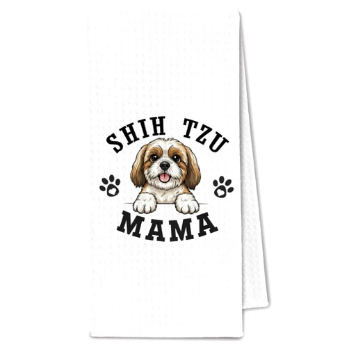 ChissNook Shih Tzu Kitchen Towels, Dog Mama Shih Tzu Gifts for Women & Dogs Moms, Dog Lover Gifts Decorative Hand Towels for Bathroom, 16x24 Inch
