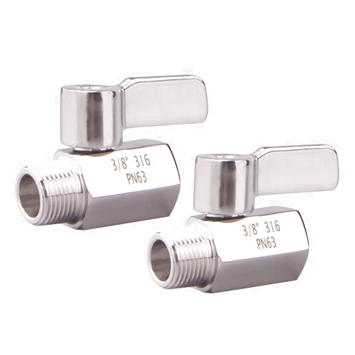 DERNORD 3/8 Inch Stainless Steel Mini Ball Valve NPT FxM Thread with Stainless Handle(Pack of 2)