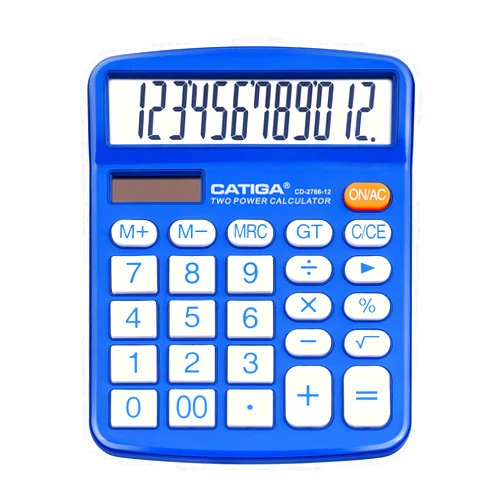 CATIGA Desktop Calculator 12 Digit with Large LCD Display and Sensitive Button, Solar and Battery Dual Power, Standard Function for Office, Home, School, CD-2786