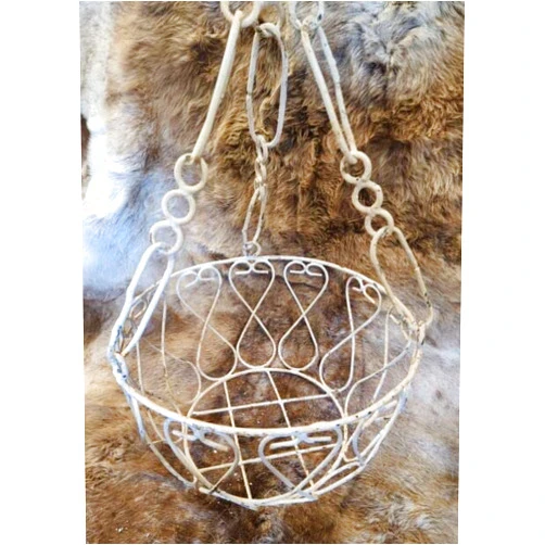MIABE Rustic Hanging PLANTER Basket Antique Victorian Style Garden Plant Hanger White for Farmhouse, Wall, Home and Garden Decor