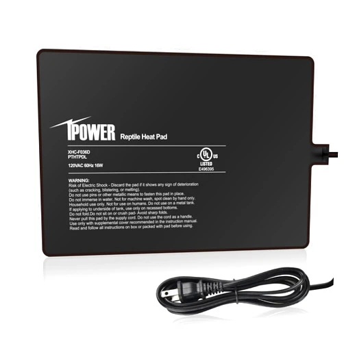 iPower Reptile Heat Pad 8 by12 Inch Under Tank Terrarium Warmer 16W Heating Mat for Turtle, Lizard, Frog, Snake, Hermit Crab and Other Small Animals