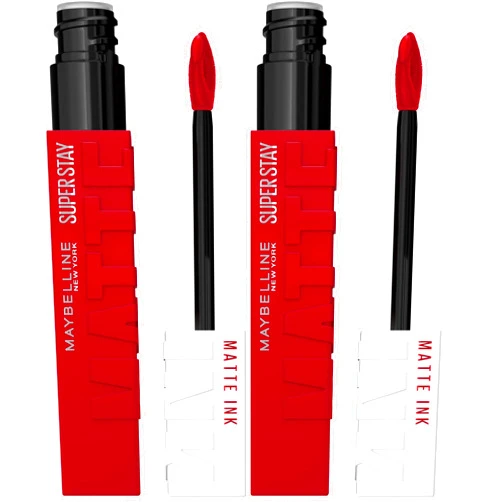 MAYBELLINE Super Stay Matte Ink Liquid Lipstick Makeup, Long Lasting High Impact Color, Up to 16H Wear, Pioneer, Blue Red, 1 Count, Packaging May Vary (Pack of 2)